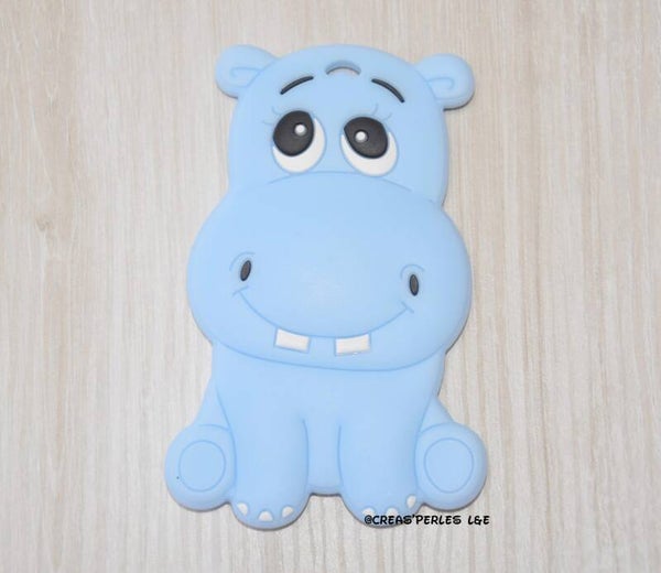 Anneau de dentition hippopotame bleu clair