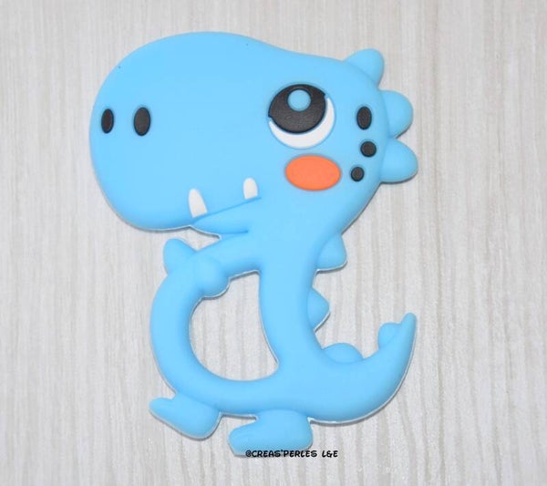 Anneau de dentition dinosaure A bleu azur