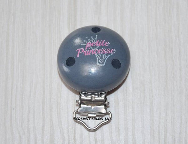 Clip bois petite princesse gris foncé
