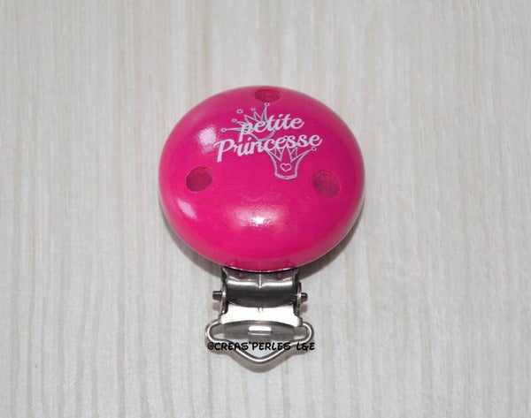 Clip bois petite princesse rose fuchsia
