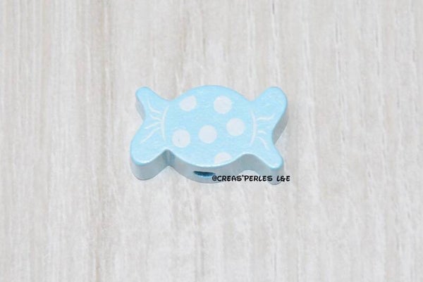 Perle bonbon bois bleu clair