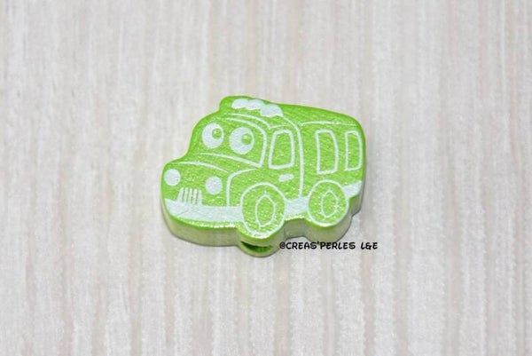 Perle camion bois vert pomme