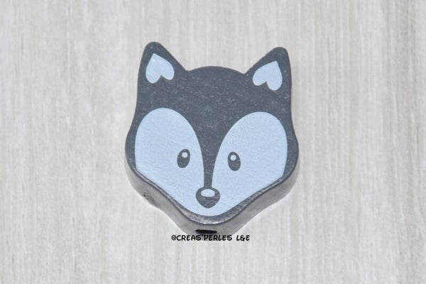 Perle renard bois gris foncé