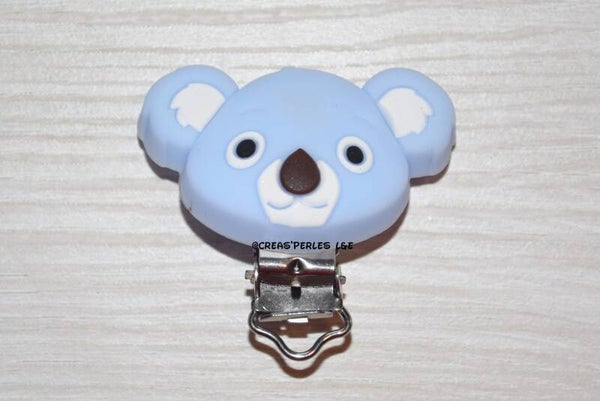 Clip silicone koala bleu clair