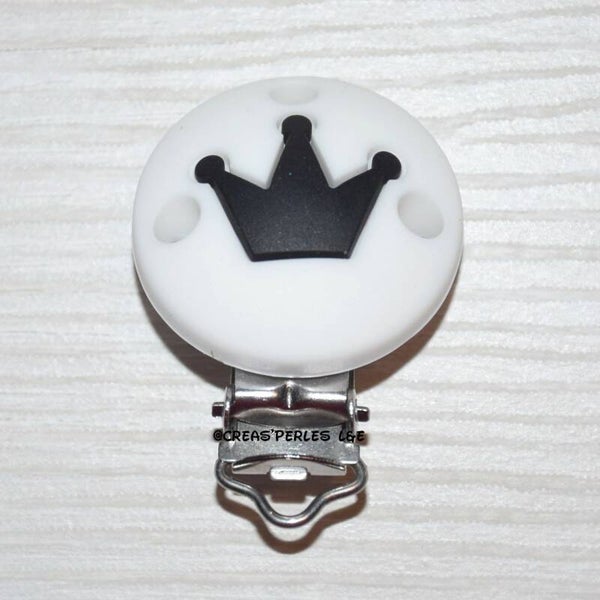 Clip silicone couronne blanc/noir