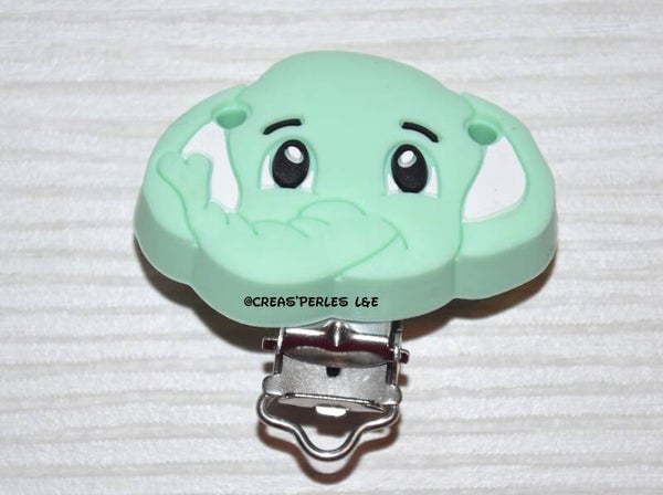 Clip silicone éléphant menthe