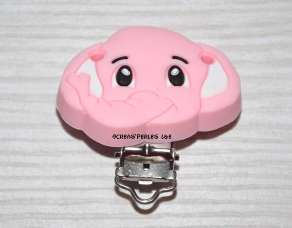 Clip silicone éléphant rose candy