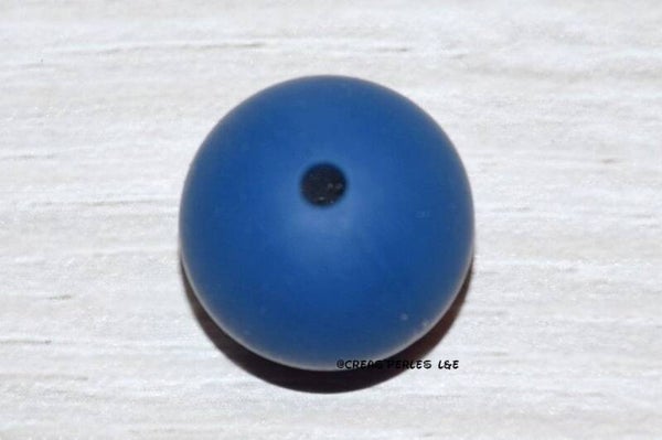 10 perles rondes silicone 9mm bleu marine