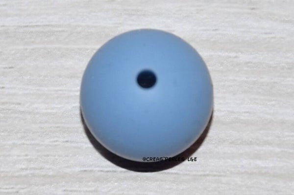 1 perle silicone 15mm bleu moyen