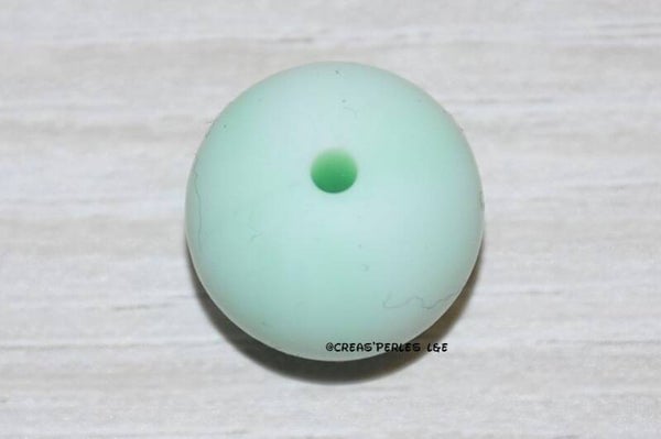 1 perle silicone 15mm marbré menthe