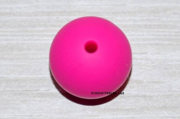 1 perle silicone 15mm rose fuchsia