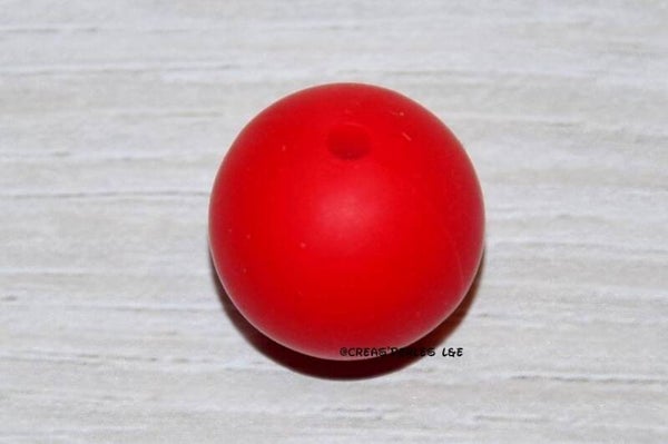 10 perles rondes silicone 9mm rouge vif