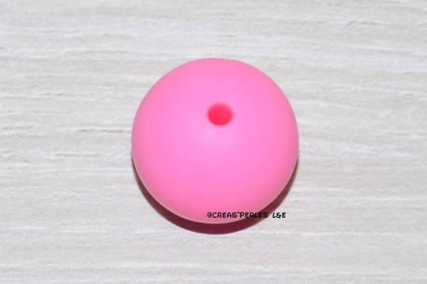 1 perle silicone 15mm rose moyen