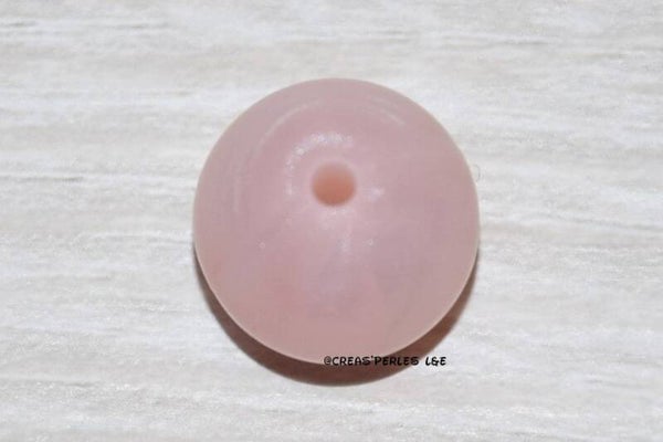 1 perle silicone 15mm rose clair nacré