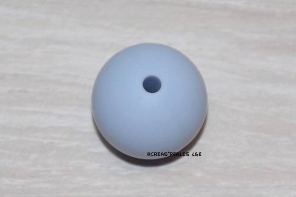 1 perle silicone 15mm bleu clair