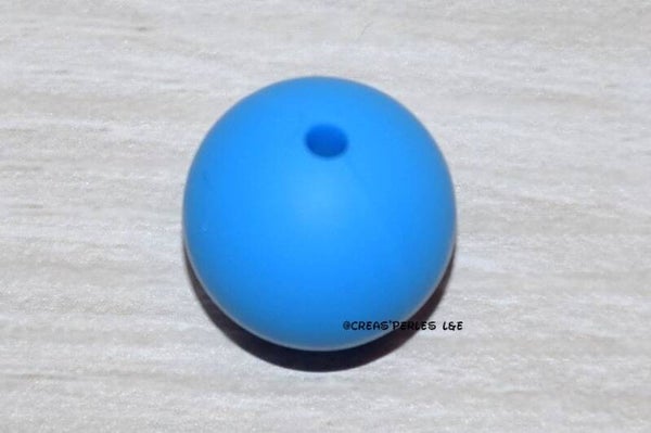 10 perles rondes silicone 9mm bleu azur