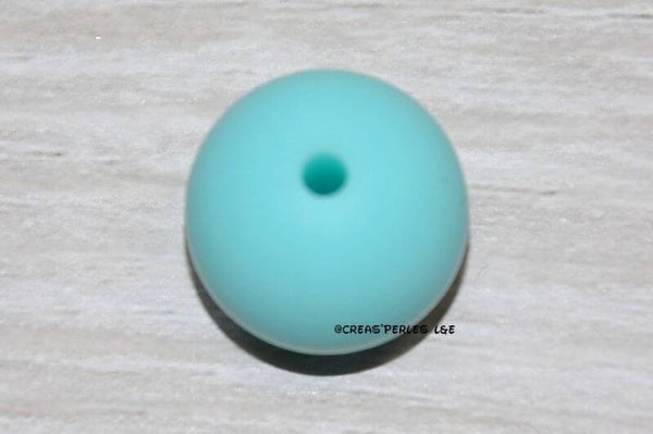 1 perle silicone 15mm bleu lagon