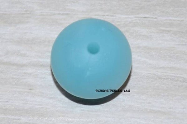 1 perle silicone 15mm bleu nacré