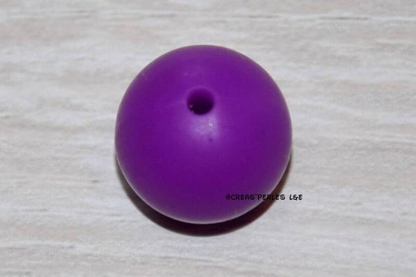10 perles rondes silicone 9mm violet foncé