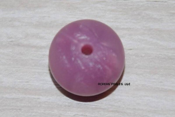 1 perle silicone 15mm violet nacré