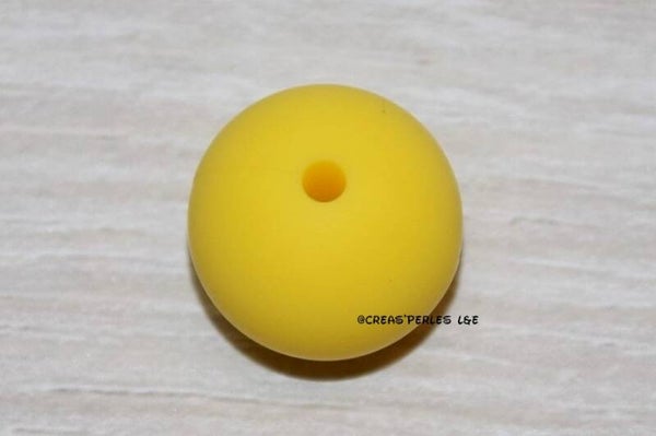 1 perle silicone 15mm jaune
