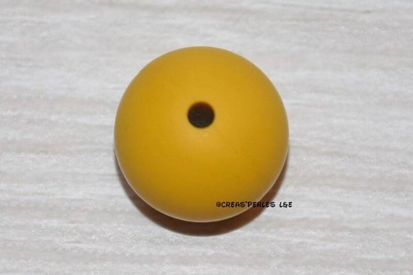 10 perles rondes silicone 9mm jaune moutarde