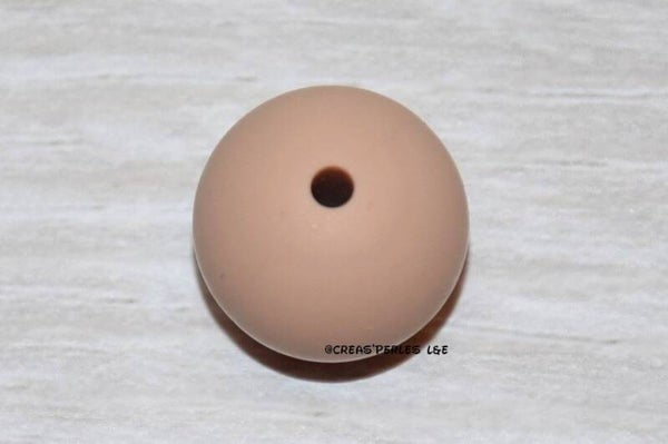 10 perles rondes silicone 9mm moka