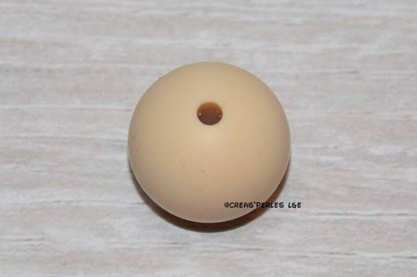 10 perles rondes silicone 9mm beige