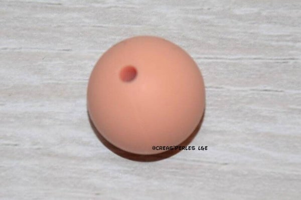 1 perle silicone 15mm pêche