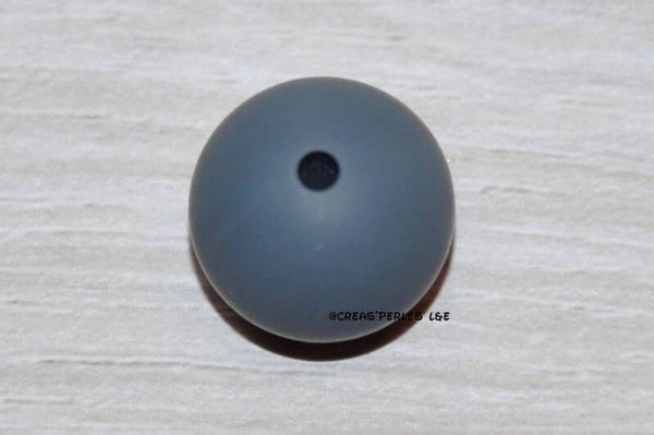 10 perles rondes silicone 9mm gris foncé