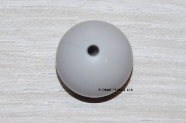 1 perle silicone 15mm gris clair
