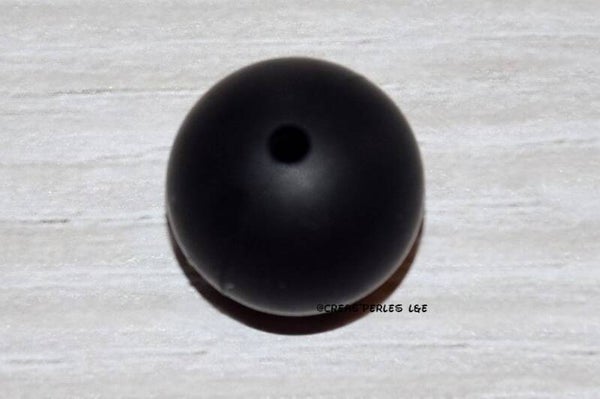 10 perles rondes silicone 9mm noir