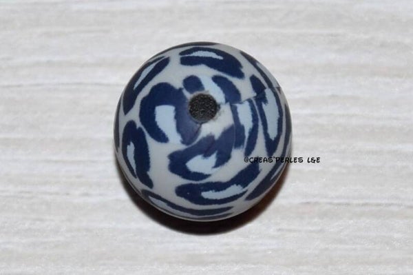 1 perle silicone 15mm léopard gris