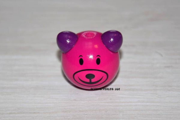 Perle ours 3D rose fuchsia
