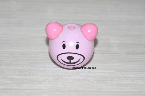 Perle ours 3D rose clair
