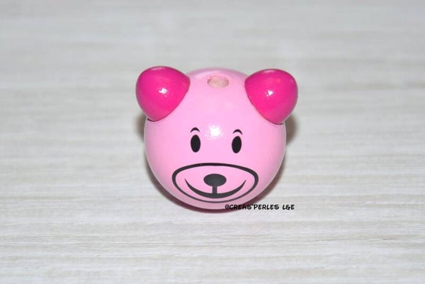 Perle ours 3D rose moyen