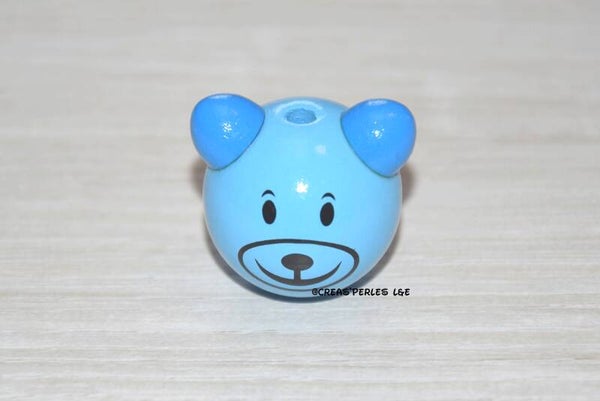 Perle ours 3D bleu azur