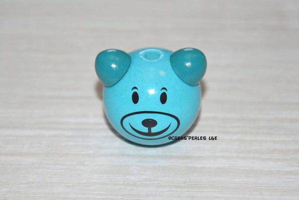 Perle ours 3D bleu turquoise