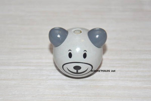 Perle ours 3D gris clair