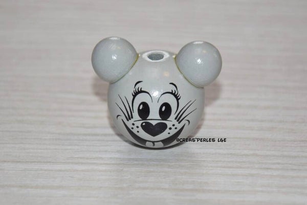 Perle souris 3D bois gris clair