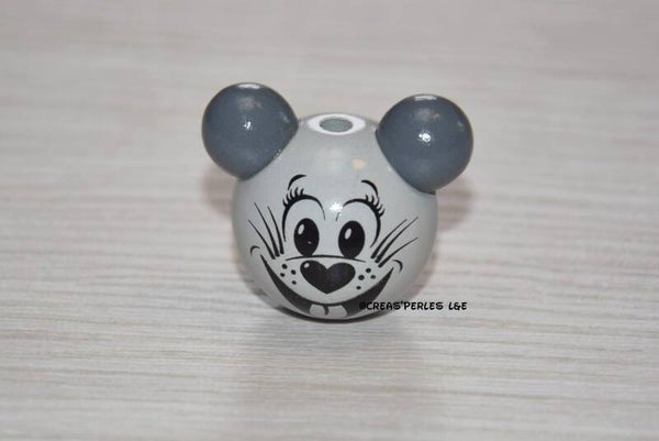 Perle souris 3D bois gris clair/gris foncé