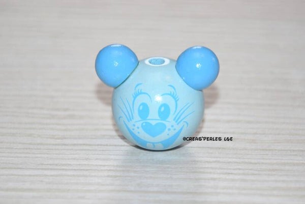 Perle souris 3D bois bleu clair