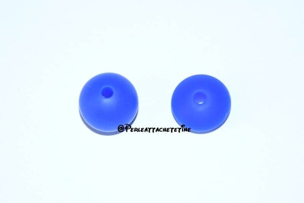 Perles silicone 12mm bleu roi