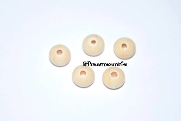 10 perles bois naturel 9mm