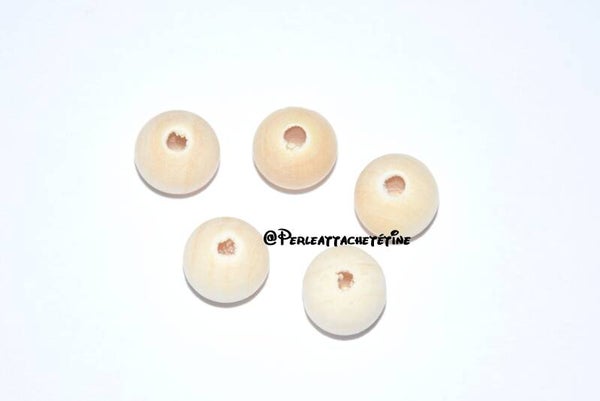 10 perles bois naturel 14mm