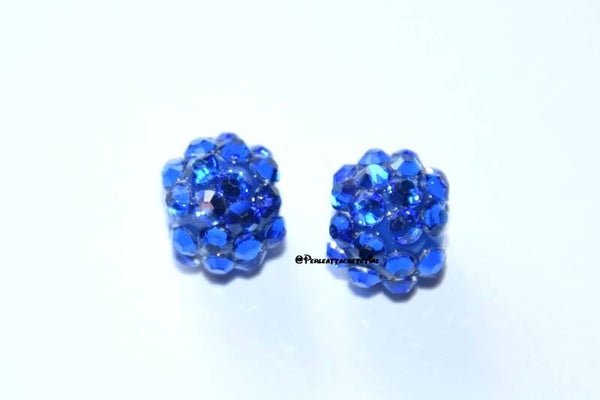 10 perles strass bleu foncé 12mm