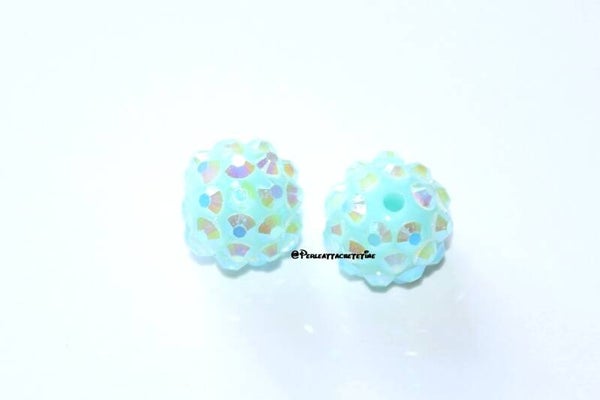 10 perles strass menthe 12mm