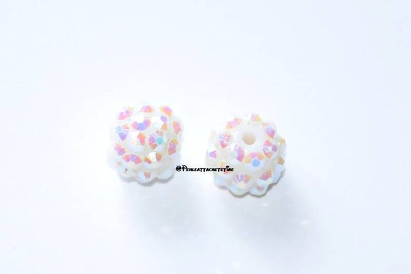 10 perles strass blanc 12mm