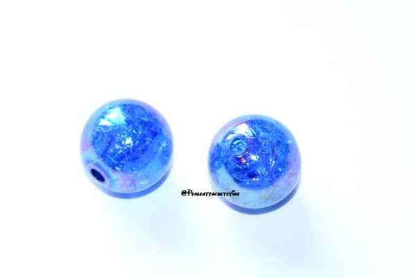 10 perles acrylique bleu foncé 12mm