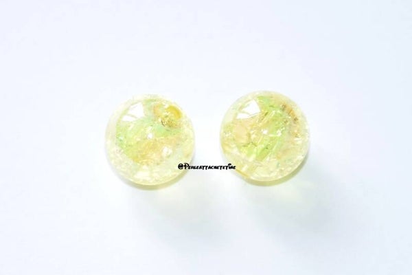 10 perles acrylique jaune 12mm